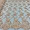 1 Yard Sage 3D Beaded Floral Embroidered Lace Fabric on Polyester Mesh, 52” Wide